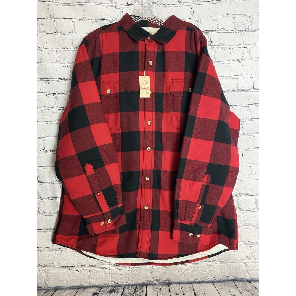 NWT RedHead Men's Sherpa-Lined Red Buffalo Plaid Long-Sleeve Shacket Shirt XL